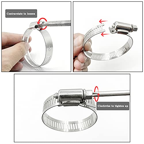 4 Inch Hose Clamp, 10 Pack Stainless Steel Hose Clamps for 3 Inch to 4 Inch Hose Pipe Adjustable Large Worm Gear Hose Clamp Assortment Kit for Automotive Plumbing Mechanical Dryer Vent