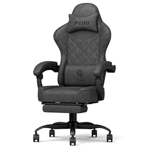 PZDO Gaming Chair, Ergonomic Gaming Chair for Adults, Technical Fabric Gaming Chair with Footrest and Headrest, Computer Chair PC Office Chair, Gamer Chair for Teens, Gift, 150 kg, Black