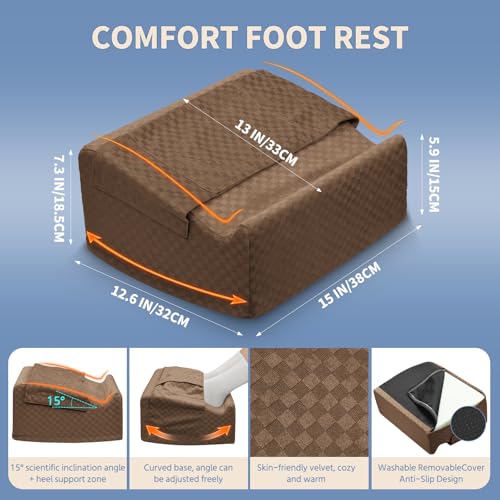 Nockovi Under Desk Footrest with Rocking Base & Warming Cover, Brown Check — view 4
