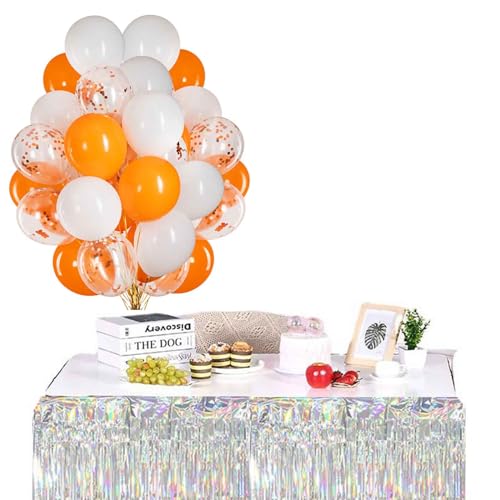 Image of We Moment 12 Inch Orange and White Confetti Balloons for Orange and White Party Decorations,Pack of 50