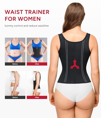 Nebility Gaine Amincissante Ventre Plat Femme Invisible Corset Minceur Waist Trainer Abdominale Serre Taille avec Sangles Réglables Ceinture Body Sculptant Gainant Sport Yoga Fitness (Noir, 2XL) – vue 4