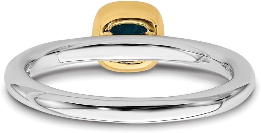 Diamond2Deal Sterling Silver Stackable Expressions Blue Topaz Ring Size 5 to 10 (0.8Ct)