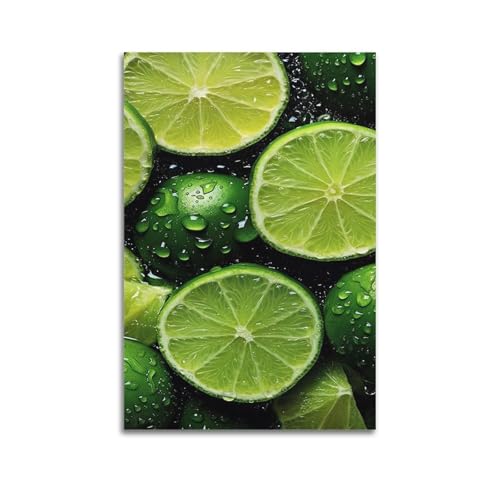 Gouttes d'eau et fruits verts poster artistique moderne décoration séjour 60x90
