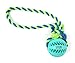WEPO Hundespielzeug Schleuderball mit Noppen aus Naturkautschuk Hunde Dentalpflege Kauball inkl. Strick 7cm blau grün