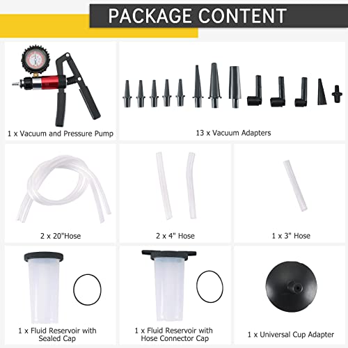 Acymner Hand Vacuum Pump Pressure Tester Brake Bleeder Kit | One Man Brake Clutch Fluid Bleeder Tool Kit Compatible With Automotive Tuner Tools Adapters #TOP1