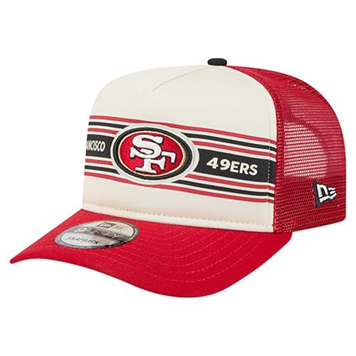 New Era Men's Cream/Scarlet San Francisco 49ers Banner A-Frame 9FIFTY Trucker Snapback Hat