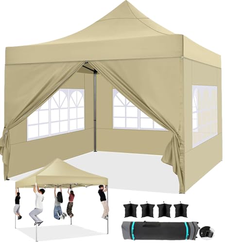 Image of COBIZI 10x15 Heavy Duty Pop Up Canopy Tent with 4 Sidewalls, Orange
