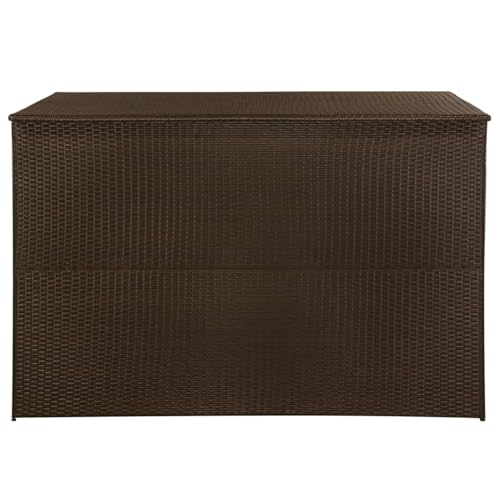 ARKEM Caja de Almacenaje Jardín 150x100x100 cm Mueble Exterior Armario Banco Arcón Ratán Sintético Marrón - imagen 3