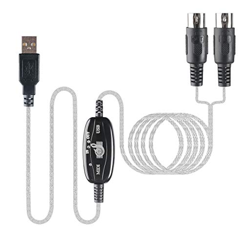 TENINYU USB to MIDI Cable Converter 2 in 1 PC to Synthesizer Music Studio Keyboard Interface Wire Plug Controller Adapter Cord 16 Channels Supports Computer Laptop Windows and Mac