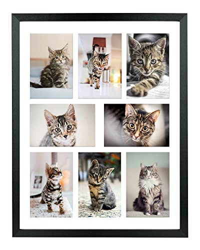 LTYHHK 4x6 Collage Picture Frame 8 Openings Solid Wood, Displays