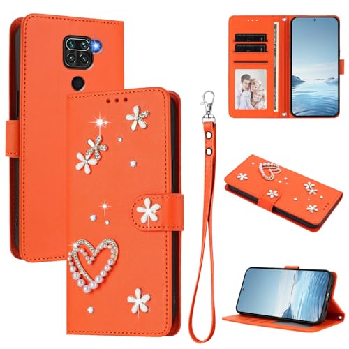 �X�}�z�P�[�X �Ή��@�� for Redmi 10X 4G / Note 9 4G �������[�h�y�J�[�h�z���_�[�t�����z �t���b�v�J�o�[ �}�O�l�b�g�o�b�N�� �L�b�N�X�^���h�z Orange