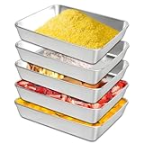 JSUOEO 5 Stück Panierschalen Set, 25x20x5cm Panierstrasse Edelstahl Schale Rechteckig Behälter Backblech Panierstraße Schnitzel Metallschale für Panieren Fisch Fleisch Gemüse