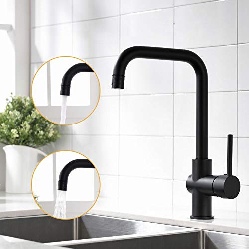 AIMADI Wasserhahn Küche Mischbatterie küchenarmatur Küchenspüle 360° drehbar Armatur spülbecken Spültischarmatur Schwarz Cover