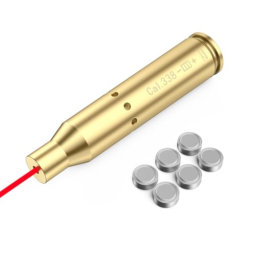 Tipfun Laser Bore Sight for .338 Lapua Laser Sight Red Dot Boresighter for .338LM Bore Sighter with 2 Sets of Batteries