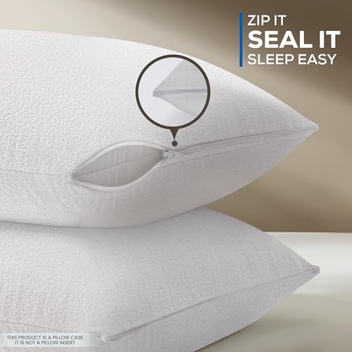 Utopia Bedding Waterproof Pillow Protector Terry (2 Pack) – Zippered Pillow Encasement – Bed Bug Proof – Dust Mite Proof – Machine Washable (Queen) by Utopia Bedding - Image 4