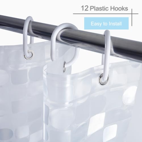 Image of Shower Curtain Liner 70 x 74 Inches, 8G Semi Sheer Vinyl Bath Shower Liners, Heavy Duty, Geometric