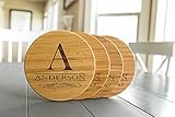 Decorative Bamboo Hot Pads - Personalized Trivets for Kitchen Counter (Anderson Design, Set of 4) -...