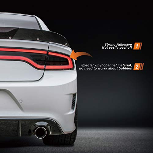 Ndrush Smoked Taillight & Side Marker Vinyl Tint Film, Precut Overlay, Tail Light Wrap Cover Compatible With Dodge Charger 2015-2021 #TOP2