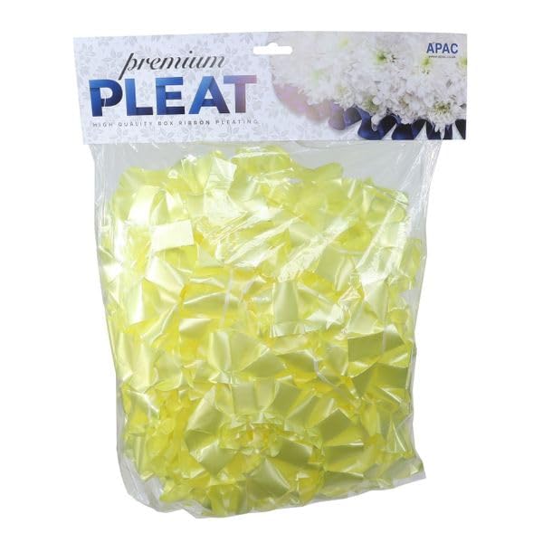 Easy Pleat Tribute Ribbon - Waterproof Poly Ribbon - Pre-Pleated Edging for Floral Tributes, Crafts & Decoration - 10m or 30m Length, 50mm Wide (Light Yellow, 50mm x 30m)