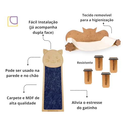 Kit Playground De Gato Com 16 Peças Mdf Anti Stress (Cinza)