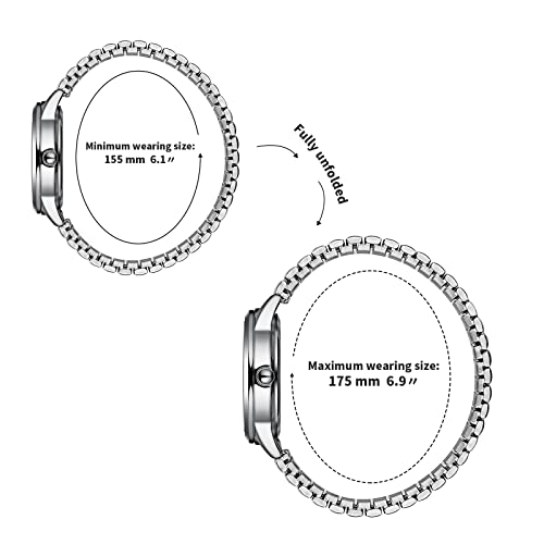 Boshiya Women's Stretch Band Watch Silver, Analog Easy Read Roman Numerals Dial Expansion Stainless Steel Band Wristwatch For Women Ladies, For Mothers Day #TOP3