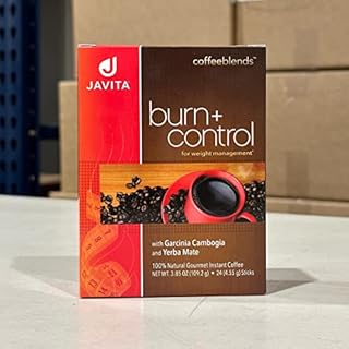 Burn + Control Coffee, Premium 100% South American Arabica, Robusta Blend Coffee, Weight Management Herbs, Garcinia Cambogia and Yerba Mate, Javita