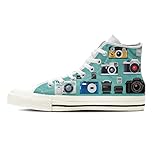Gnarly Tees Women's Photography Camera Shoes, High Top, White, Size 12