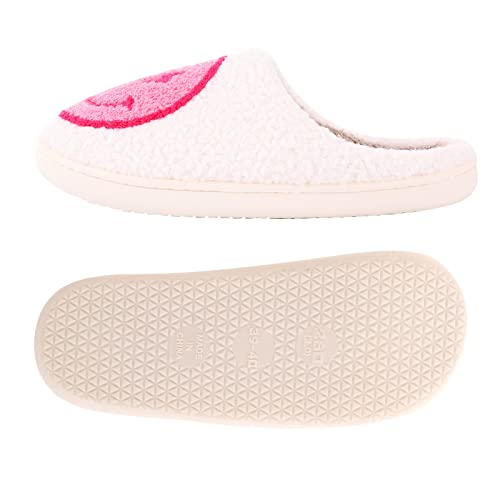Retro Lightning Bolt Smile Face Soft Plush Comfy Warm Fuzzy Women's Cozy House Slippers2