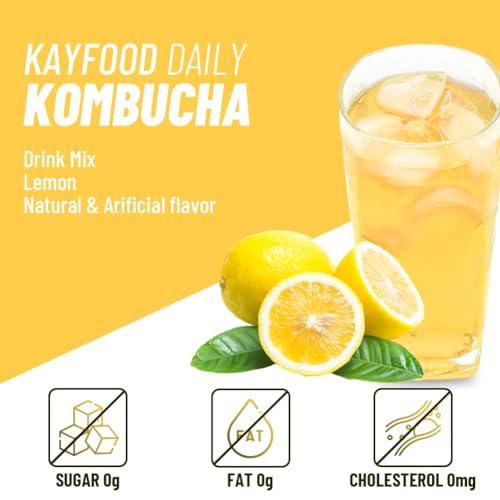 KAYFOOD-Kombucha-Lemon-Garden-Daily Zero Sugar, Diet, Gut Healthy Sparkling Beverage, Fermented Korean Drinks for Iced Tea Hot Tea, Workout T (20ST)