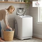 HOMCOM 1.3 Cu. Ft. laveuse portable, 9.9 lb laveuse complètement automatique 8 Programmes, 6 Niveaux d'eau, LED Affichage, Serrure d'enfant, Pompe de vidange pour les appartements, RVs, Blanc