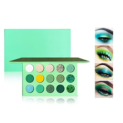 Green Eyeshadow Palette 15 color Green Eyeshadow Highly Color, Long Lasting Waterproof Matte Shimmer Yellow Eye shadow Palette Glitter Eyeshadow Pallets for Women Girls Daily Christmas Green Makeup