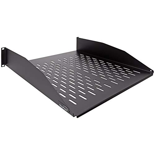 NavePoint 2U 19-Inch Heavy Duty Vented Rack Mount Cantilever Fixed Server Cabinet Shelf 18-Inches Deep Black