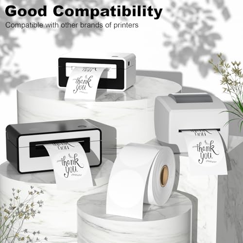 Round Thermal Printer Stickers, 750 Direct Thermal Labels, 2" Self-Adhesive Address Shipping Thermal Stickers, Circle Sticker Labels Compatible with Zebra, Rollo, MUNBYN, White (75 image 2