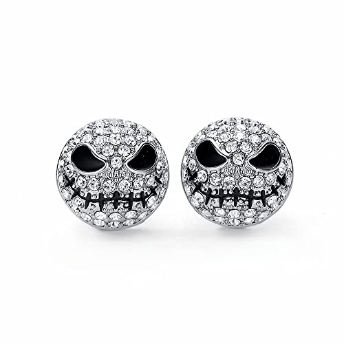 Blingsoul Mare Night Horror Skull Earrings - Before Christmas Skellington Crystal Pave Jewelry