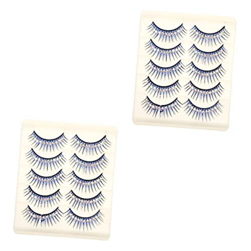FOMIYES 10 Diamant Lösögonfransar Makeup Set Kristall Set Glitter Eyeliner Klistermärken Latin Dans Ögonfransar Strip Fransar Färgade Falska Överdrift Ögonfransar Konst Ögonfransar