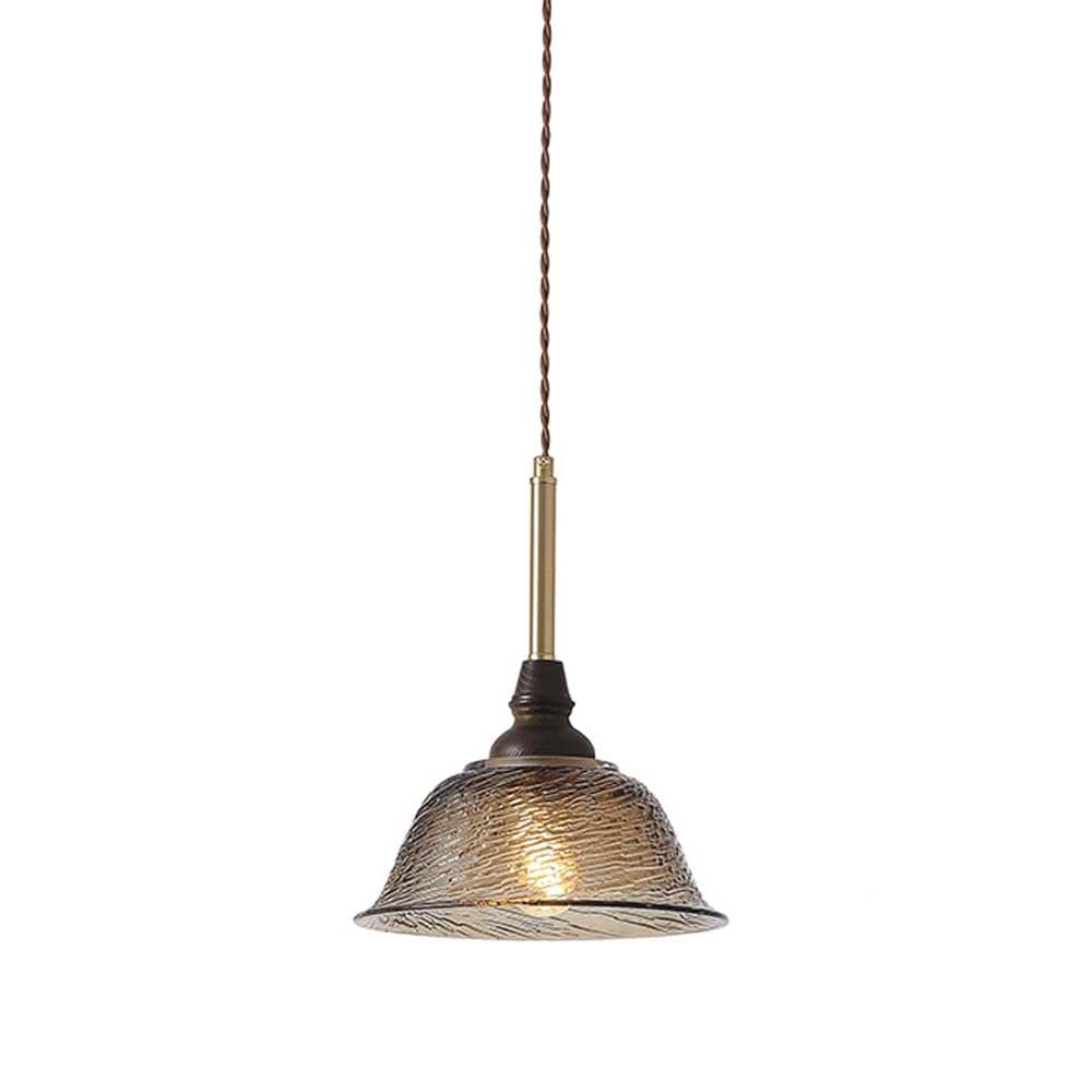 Lustre suspendu médiéval d'exception avec abat-jour en verre travaillé