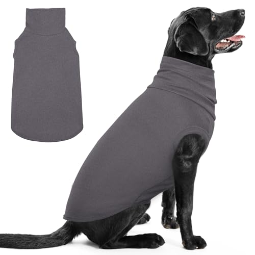 IECOii Fleece Vest - Grey, XXX-Large, Christmas Dog Winter Clothes, Turtleneck Pullover Dog Pajamas, Warm Fleece Sweater for Labrador
