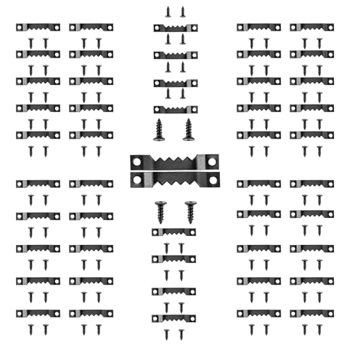 Image of 50 Small Sawtooth Picture Frame Hangers with Screws, Reliable Steel Hardware for Hanging Paintings, Photos, Clocks, and Art - Strong, Simple Installation, and Perfect for Versatile Home Use (Black)