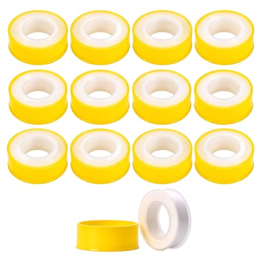 Nujvnuj Lot de 12 rubans en téflon certifiés DVGW - Largeur : 15 mm - Longueur : 12 m - Pour installation au gaz et à l'eau - Plage de température : 60 à 240 °C