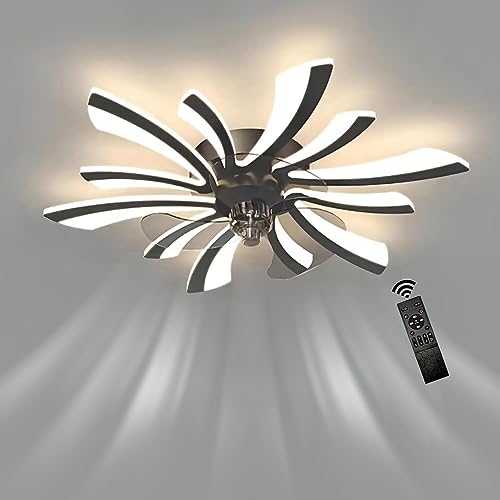 Takfläkt Med Ljus LED Dimbar Takfläkt Med Belysning, Taklampa med Fläkt, 3 Färgtemperaturer 3000-6500K, 6 Vindhastigheter Vändbar Modern Tyst Takfläkt Med Lampa För Vardagsrum Sovrum