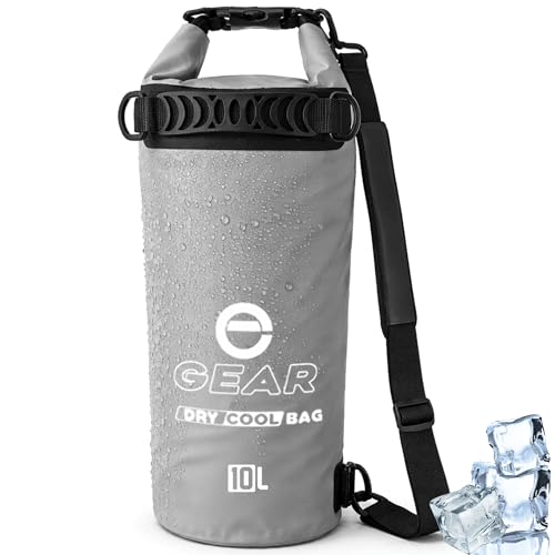 Dry Bag &ndash; Leak Proof, Collapsible, Waterproof With Padded Shoulder Strap - Perfect For Kayaking Fishing Beach Hiking - Orange, Grey, Blue