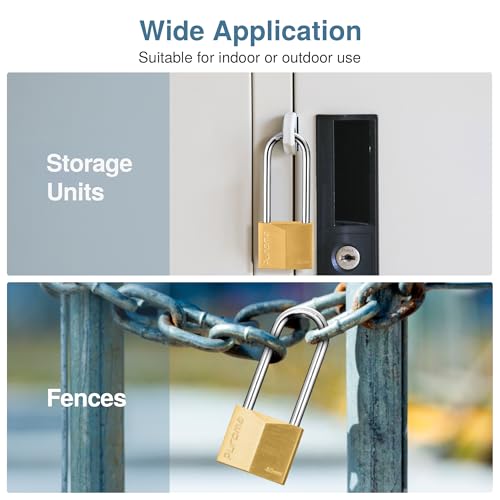 Puroma 1 Pack Keyed Padlock Waterproof Solid Brass Lock, 2.6 Inch Padlock with Keys for Sheds, Storage Unit School Gym Locker, Fence, Toolbox, Hasp Storage - Image 7