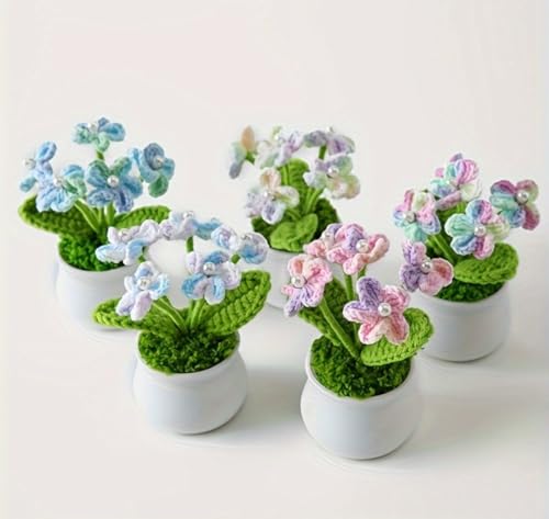 Image of VRB Dec Plastic TM 1 Pcs Crochet Flowers Artificial Sunflower for Office Desk Car Dashboard Decor,Home Decoration, Office, Bedroom, Christmas Decor, Wedding (Small Gradient Mix Daisy with Pot)