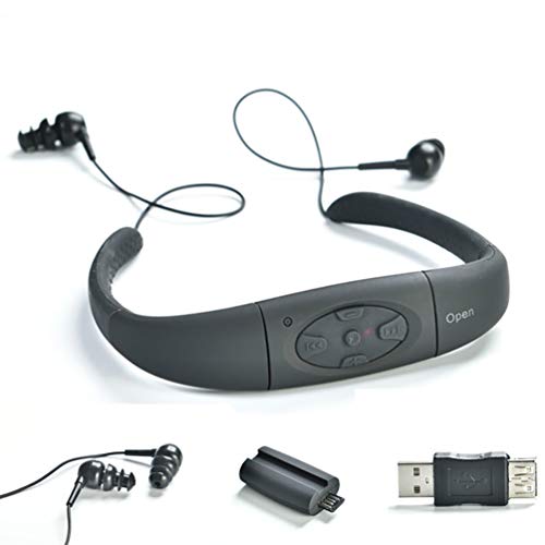 GTJXEY Underwater Motion Headset, MP3 Music Player IPX8 Waterproof 8GB Neckband Stereo Audio