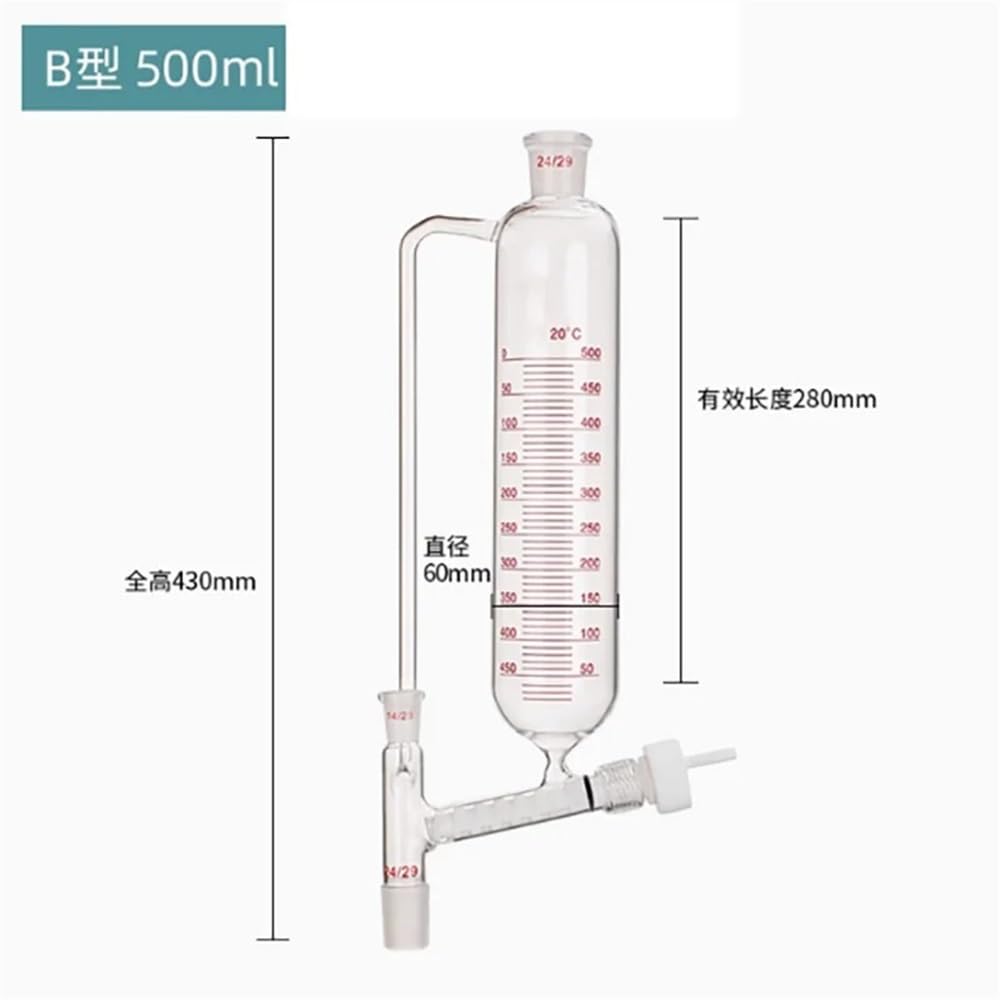 Attrezzature e forniture di laboratorio Imbuto cilindrico for polvere 100/250/500/1000ml Valvola in vetro borosilicato