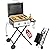 GREEN PARTY 2 Burner BBQ Propane Gas Griddle with Collapsible Stand, 18 Inch Portable Griddle with Side Table & 253 Sq. In. Cooking Area, Flat Top Gas Grill for Outdoor Cooking Garden Patio Backyard