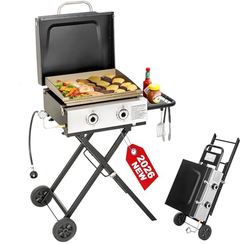 GREEN PARTY 2-Burner Portable Griddle with Stand