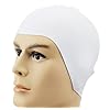 Swimming cap HLTappo di Nuoto in Silicone Granulo Impermeabile Tappo di Nuoto Colorato Tappo Elastico Alto, White,White