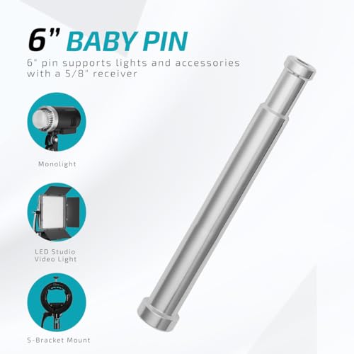 Image of Flashpoint 6 inch Baby Pin with Collar 1 /4 and 3 /8 inch Tap