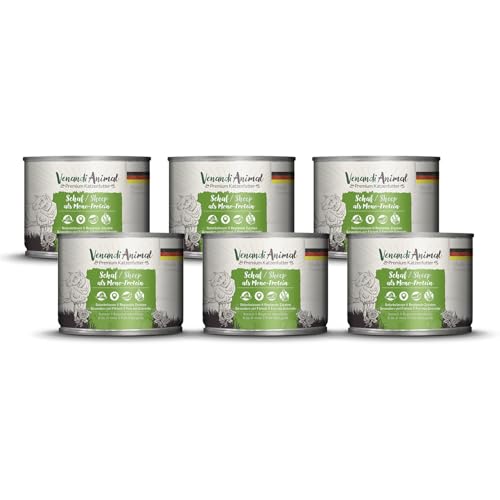VenandiAnimal Comida de Calidad para Gatos - Oveja como monoproteína, Comida húmeda, sin Cereales y Natural, Paquete de 6 (6 x 200 g)